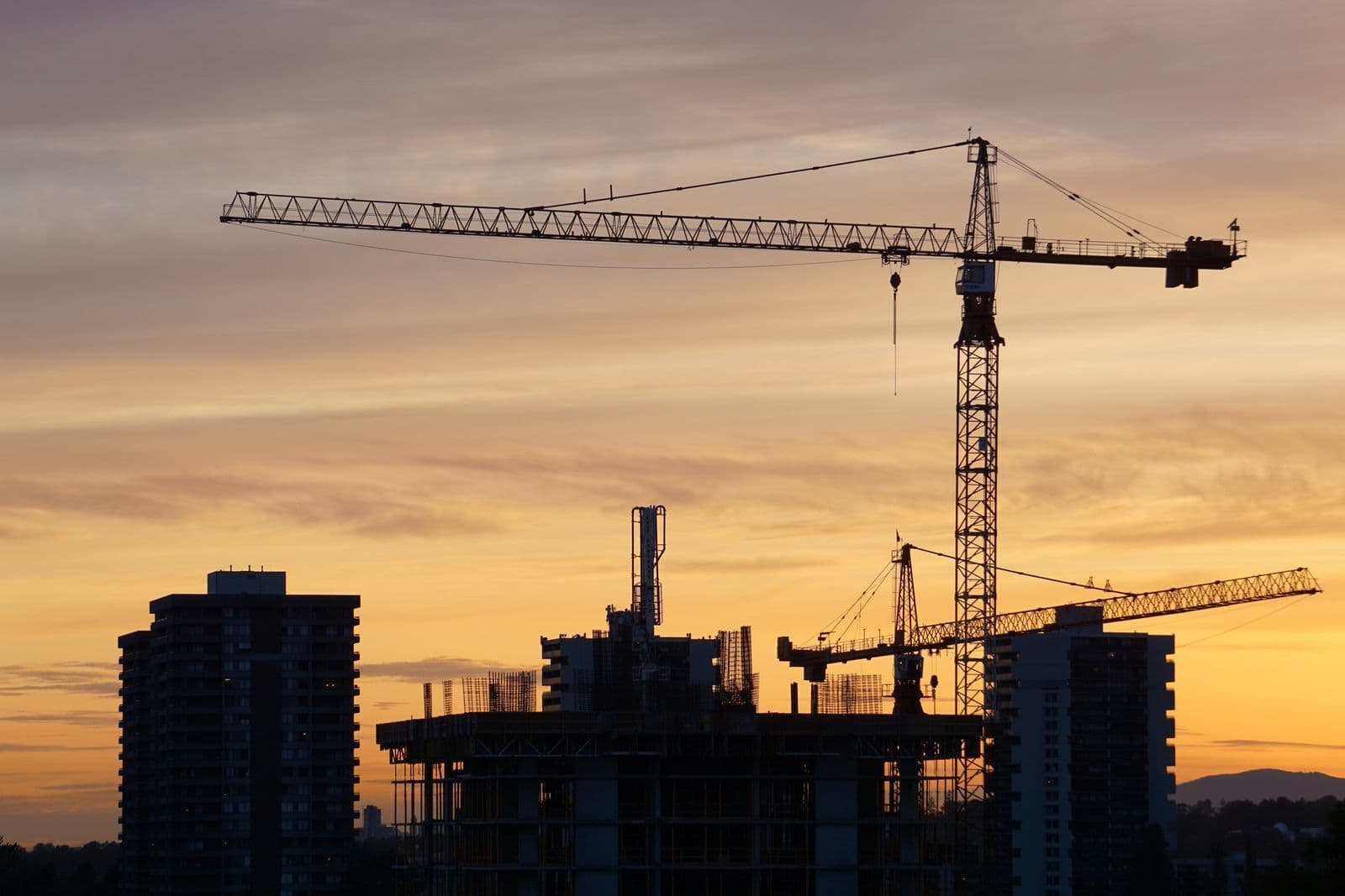 Cranes and scaffolding on a civil works site
